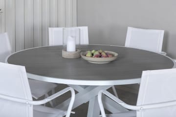 Parma Matgrupp Utomhus Rund Ø140cm + 6 Alina Matstolar - Vit/Grå - Utemöbler & utemiljö - Utegrupp - Matgrupp utomhus