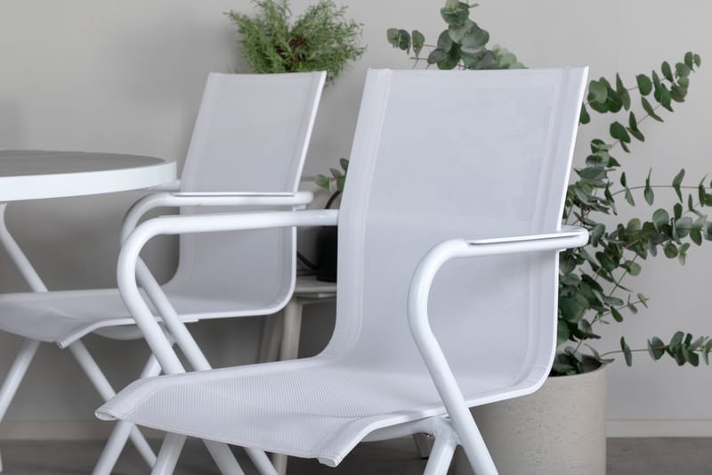 Parma Matgrupp Utomhus Rund Ø140cm + 6 Alina Matstolar - Vit/Grå - Utemöbler & utemiljö - Utegrupp - Matgrupp utomhus