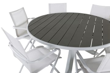Parma Matgrupp Utomhus Rund Ø140cm + 6 Alina Matstolar - Vit/Grå - Utemöbler & utemiljö - Utegrupp - Matgrupp utomhus