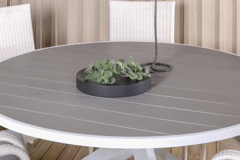 Parma Matgrupp Utomhus Rund Ø140cm + 6 Anna Karmstolar - Vit - Utemöbler & utemiljö - Utegrupp - Matgrupp utomhus
