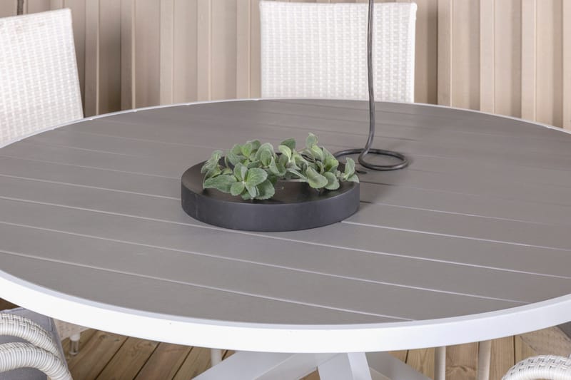 Parma Matgrupp Utomhus Rund Ø140cm + 6 Anna Karmstolar - Vit - Utemöbler & utemiljö - Utegrupp - Matgrupp utomhus