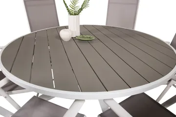 Parma Matgrupp Utomhus Rund Ø140cm + 6 Break Positionsstolar - Vit/Grå - Utemöbler & utemiljö - Utegrupp - Matgrupp utomhus