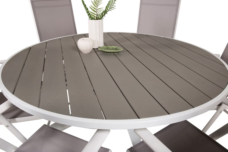 Parma Matgrupp Utomhus Rund Ø140cm + 6 Break Positionsstolar - Vit/Grå - Utemöbler & utemiljö - Utegrupp - Matgrupp utomhus