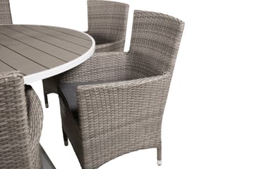 Parma Matgrupp Utomhus Rund Ø140cm + 6 Malin Karmstolar - Natur - Utemöbler & utemiljö - Utegrupp - Matgrupp utomhus