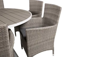 Parma Matgrupp Utomhus Rund Ø140cm + 6 Malin Karmstolar - Natur - Utemöbler & utemiljö - Utegrupp - Matgrupp utomhus