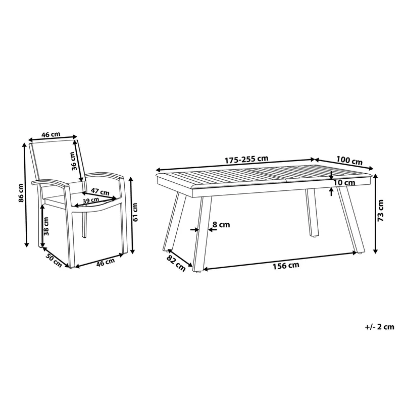 Pereta Trädgårdsmöbelset Med Utebord+6 Utestolar - Grå - Utemöbler & utemiljö - Utegrupp - Matgrupp utomhus