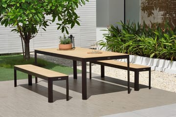Portals Matgrupp Utomhus 209x105 cm + 2 Bänkar - Teak/Svart - Utemöbler & utemiljö - Utegrupp - Matgrupp utomhus