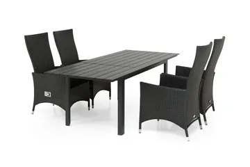 Portland Matgrupp Utomhus 152-210x90 + 4 Jenny Fåtölj Ställbar - Svart - Utemöbler & utemiljö - Utegrupp - Matgrupp utomhus