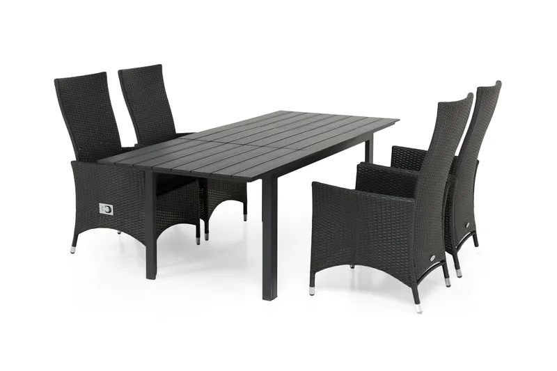 Portland Matgrupp Utomhus 152-210x90 + 4 Jenny Fåtölj Ställbar - Svart - Utemöbler & utemiljö - Utegrupp - Matgrupp utomhus