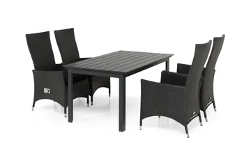 Portland Matgrupp Utomhus 152-210x90 + 4 Jenny Fåtölj Ställbar - Svart - Utemöbler & utemiljö - Utegrupp - Matgrupp utomhus