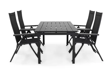 Portland Matgrupp Utomhus 152-210x90 + 4 Monaco Light Positionsstol - Svart/Grå - Utemöbler & utemiljö - Utegrupp - Matgrupp utomhus