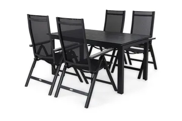 Portland Matgrupp Utomhus 152-210x90 + 4 Monaco Light Positionsstol - Svart/Grå - Utemöbler & utemiljö - Utegrupp - Matgrupp utomhus