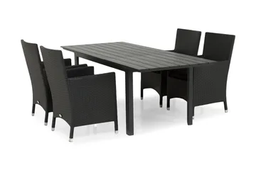 Portland Matgrupp Utomhus 152-210x90 + 4 Thor Fåtölj - Svart - Utemöbler & utemiljö - Utegrupp - Matgrupp utomhus