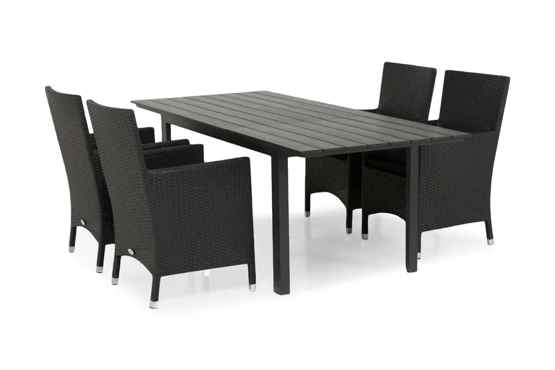 Portland Matgrupp Utomhus 152-210x90 + 4 Thor Fåtölj - Svart - Utemöbler & utemiljö - Utegrupp - Matgrupp utomhus