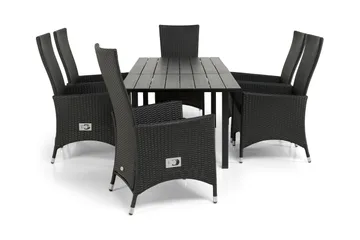 Portland Matgrupp Utomhus 152-210x90 + 6 Jenny Fåtölj Ställbar - Svart - Utemöbler & utemiljö - Utegrupp - Matgrupp utomhus