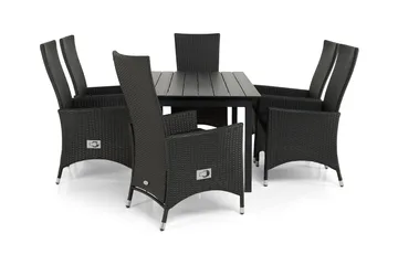 Portland Matgrupp Utomhus 152-210x90 + 6 Jenny Fåtölj Ställbar - Svart - Utemöbler & utemiljö - Utegrupp - Matgrupp utomhus