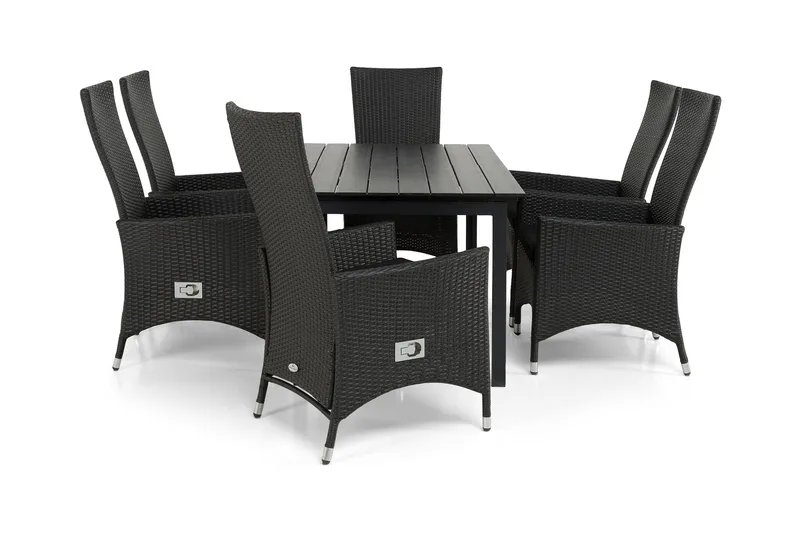 Portland Matgrupp Utomhus 152-210x90 + 6 Jenny Fåtölj Ställbar - Svart - Utemöbler & utemiljö - Utegrupp - Matgrupp utomhus