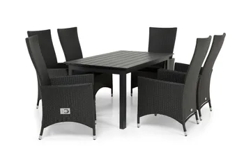Portland Matgrupp Utomhus 152-210x90 + 6 Jenny Fåtölj Ställbar - Svart - Utemöbler & utemiljö - Utegrupp - Matgrupp utomhus