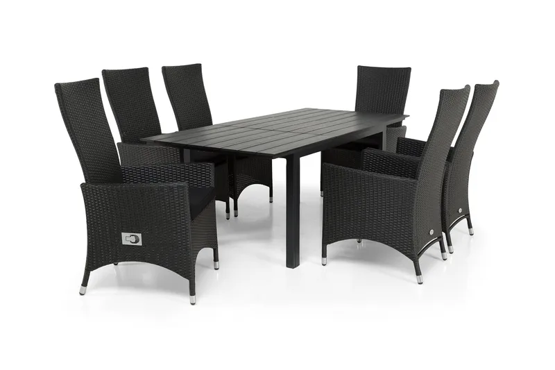 Portland Matgrupp Utomhus 152-210x90 + 6 Jenny Fåtölj Ställbar - Svart - Utemöbler & utemiljö - Utegrupp - Matgrupp utomhus