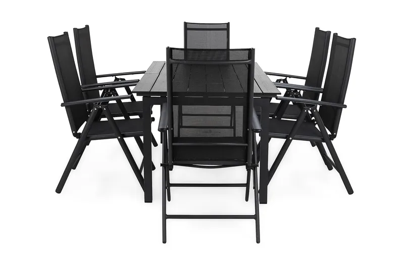 Portland Matgrupp Utomhus 152-210x90 + 6 Maggie Positionsstol - Svart - Utemöbler & utemiljö - Utegrupp - Matgrupp utomhus