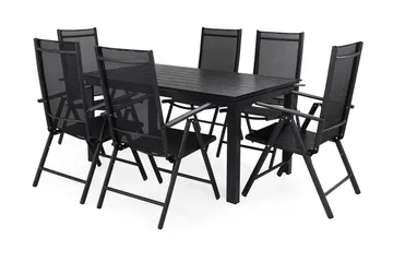 Portland Matgrupp Utomhus 152-210x90 + 6 Maggie Positionsstol - Svart - Utemöbler & utemiljö - Utegrupp - Matgrupp utomhus