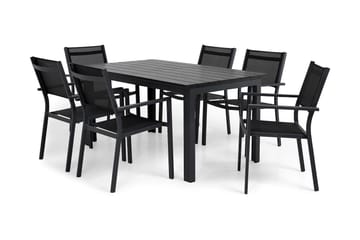 Portland Matgrupp Utomhus 152-210x90 + 6 Sierra Stapelstol - Svart - Utemöbler & utemiljö - Utegrupp - Matgrupp utomhus