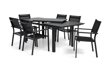 Portland Matgrupp Utomhus 152-210x90 + 6 Sierra Stapelstol - Svart - Utemöbler & utemiljö - Utegrupp - Matgrupp utomhus