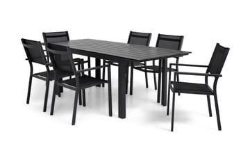 Portland Matgrupp Utomhus 152-210x90 + 6 Sierra Stapelstol - Svart - Utemöbler & utemiljö - Utegrupp - Matgrupp utomhus