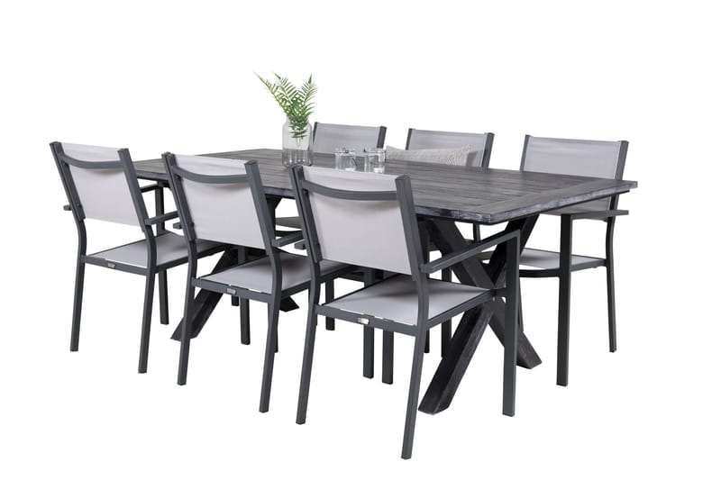 Rives Matgrupp 200 cm + 6 Copacabana Karmstolar Svart - Svart - Utemöbler & utemiljö - Utegrupp - Matgrupp utomhus