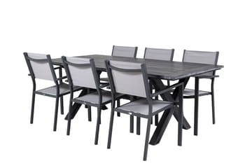 Rives Matgrupp 200 cm + 6 Copacabana Karmstolar Svart - Svart - Utemöbler & utemiljö - Utegrupp - Matgrupp utomhus