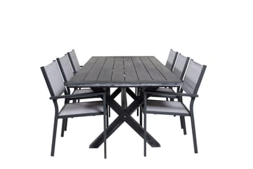 Rives Matgrupp 200 cm + 6 Copacabana Karmstolar Svart - Svart - Utemöbler & utemiljö - Utegrupp - Matgrupp utomhus