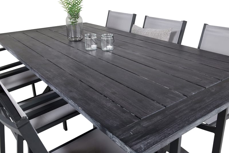 Rives Matgrupp 200 cm + 6 Copacabana Karmstolar Svart - Svart - Utemöbler & utemiljö - Utegrupp - Matgrupp utomhus
