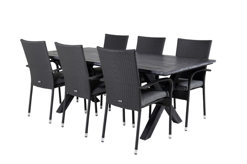 Rives Matgrupp Utomhus 200cm + 6 Anna Karmstolar - Natur - Utemöbler & utemiljö - Utegrupp - Matgrupp utomhus