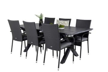 Rives Matgrupp Utomhus 200cm + 6 Anna Karmstolar - Natur - Utemöbler & utemiljö - Utegrupp - Matgrupp utomhus