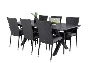Rives Matgrupp Utomhus 200cm + 6 Anna Karmstolar - Natur - Utemöbler & utemiljö - Utegrupp - Matgrupp utomhus