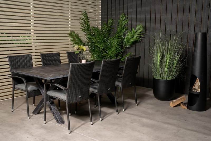 Rives Matgrupp Utomhus 200cm + 6 Anna Karmstolar - Natur - Utemöbler & utemiljö - Utegrupp - Matgrupp utomhus