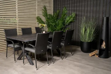 Rives Matgrupp Utomhus 200cm + 6 Anna Karmstolar - Natur - Utemöbler & utemiljö - Utegrupp - Matgrupp utomhus