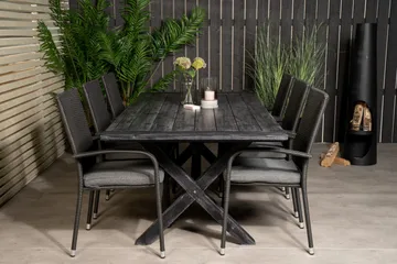 Rives Matgrupp Utomhus 200cm + 6 Anna Karmstolar - Natur - Utemöbler & utemiljö - Utegrupp - Matgrupp utomhus