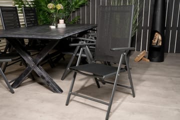 Rives Matgrupp Utomhus 200cm + 6 Break Positionsstolar - Svart/Grå - Utemöbler & utemiljö - Utegrupp - Matgrupp utomhus