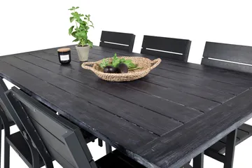 Rives Matgrupp Utomhus 200cm + 6 Levels Stapelbara Matstolar - Svart - Utemöbler & utemiljö - Utegrupp - Matgrupp utomhus