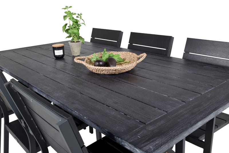 Rives Matgrupp Utomhus 200cm + 6 Levels Stapelbara Matstolar - Svart - Utemöbler & utemiljö - Utegrupp - Matgrupp utomhus