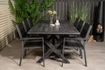 Rives Matgrupp Utomhus 200cm + 6 Levels Stapelbara Matstolar - Svart - Utemöbler & utemiljö - Utegrupp - Matgrupp utomhus