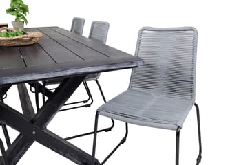 Rives Matgrupp Utomhus 200cm + 6 Lindos Matstolar - Svart/Grå - Utemöbler & utemiljö - Utegrupp - Matgrupp utomhus
