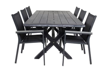 Rives Matgrupp Utomhus 200cm + 6 Parma Karmstolar - Svart - Utemöbler & utemiljö - Utegrupp - Matgrupp utomhus