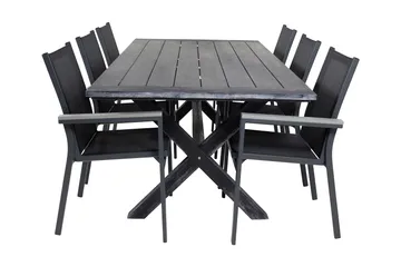 Rives Matgrupp Utomhus 200cm + 6 Parma Karmstolar - Svart - Utemöbler & utemiljö - Utegrupp - Matgrupp utomhus