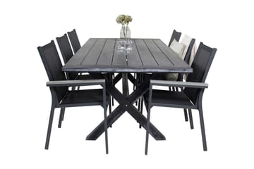 Rives Matgrupp Utomhus 200cm + 6 Parma Karmstolar - Svart - Utemöbler & utemiljö - Utegrupp - Matgrupp utomhus