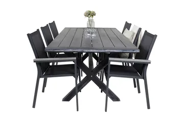 Rives Matgrupp Utomhus 200cm + 6 Parma Karmstolar - Svart - Utemöbler & utemiljö - Utegrupp - Matgrupp utomhus