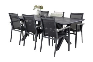 Rives Matgrupp Utomhus 200cm + 6 Parma Karmstolar - Svart - Utemöbler & utemiljö - Utegrupp - Matgrupp utomhus