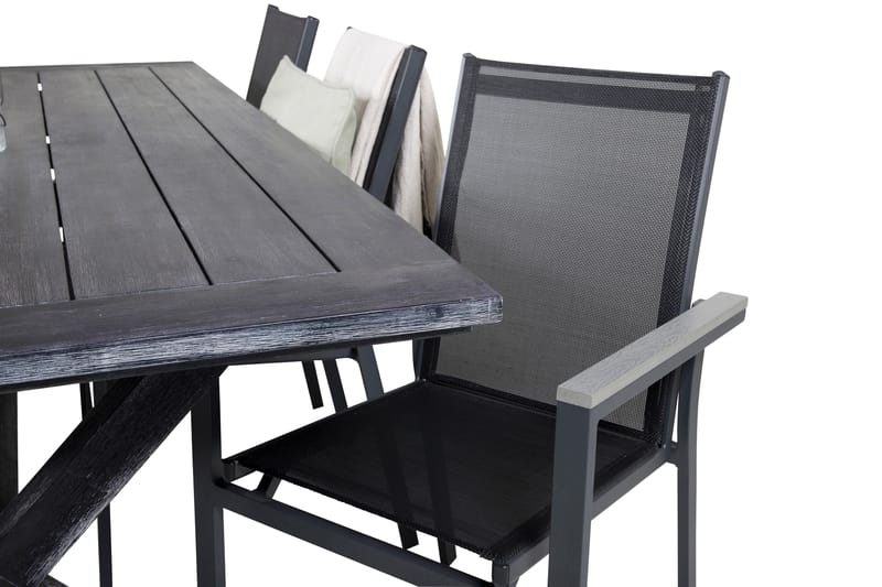 Rives Matgrupp Utomhus 200cm + 6 Parma Karmstolar - Svart - Utemöbler & utemiljö - Utegrupp - Matgrupp utomhus