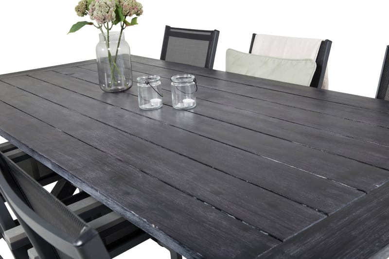 Rives Matgrupp Utomhus 200cm + 6 Parma Karmstolar - Svart - Utemöbler & utemiljö - Utegrupp - Matgrupp utomhus